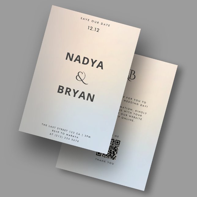 Modern Wedding Gold Silver Save the Date Einladung (Modern Wedding Gold Silver QR code Invitation
)
