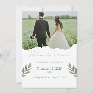 Modern Wedding Invitation – Green Gray Einladung