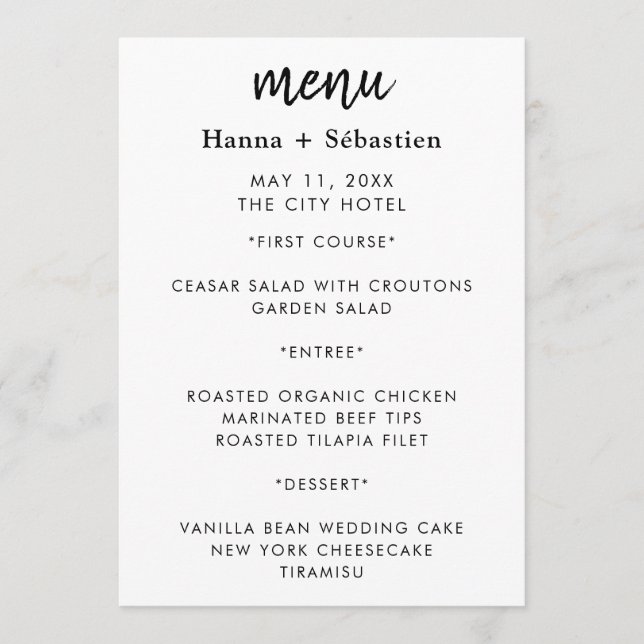 Modern  Wedding Menu (Devant)