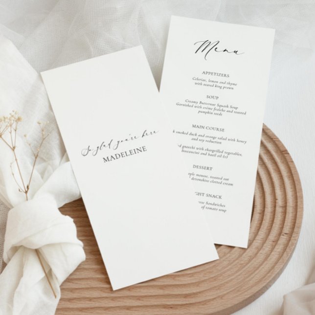 Modern wedding menu card with guest name menükarte (Von Creator hochgeladen)