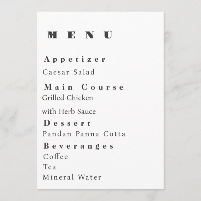 Modern Wedding Menu Template (Devant)