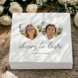 Modern Wedding Napkins Cheers to Love Photo Hearts Serviette