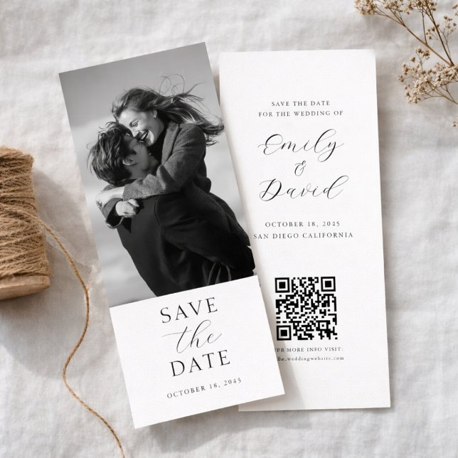 Modern Wedding Photo Save the Date with QR Code (Créateur téléchargé)
