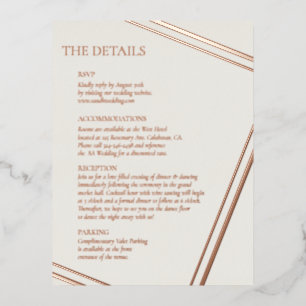 Modern Wedding Real Foil Details Card Folie Einladungspostkarte