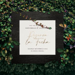 Modern wedding Reserva la Fecha cream gold Save The Date<br><div class="desc">Modern classy typography bold wedding Reserva la Fecha card. With modern,  elegant typography and striped backer design. Colors can be customized. Modern elegant gold effect script text.</div>