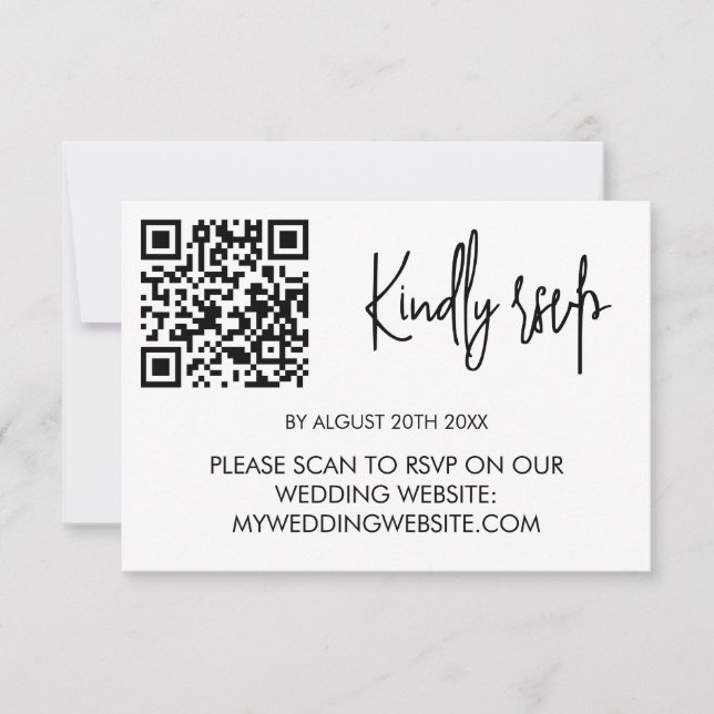 Modern Wedding RSVP Card with QR Code (Devant)