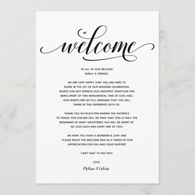 Modern Wedding Welcome and Itinerary card v1 Programm (Vorderseite)
