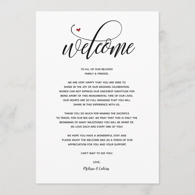 Modern Wedding Welcome and Itinerary card v1 Programm (Vorderseite)