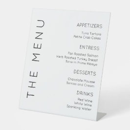 Modern WeddingMenu Schild, Schwarz/Weiß Menü Zeich Sockelschild