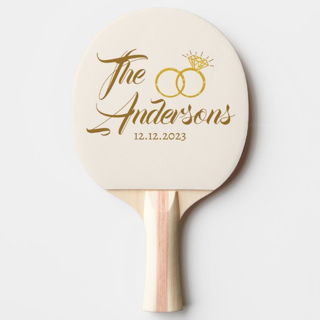 Modern Wedelring Gefallen Name Datum Golden Tischtennis Schläger (Vorderseite)