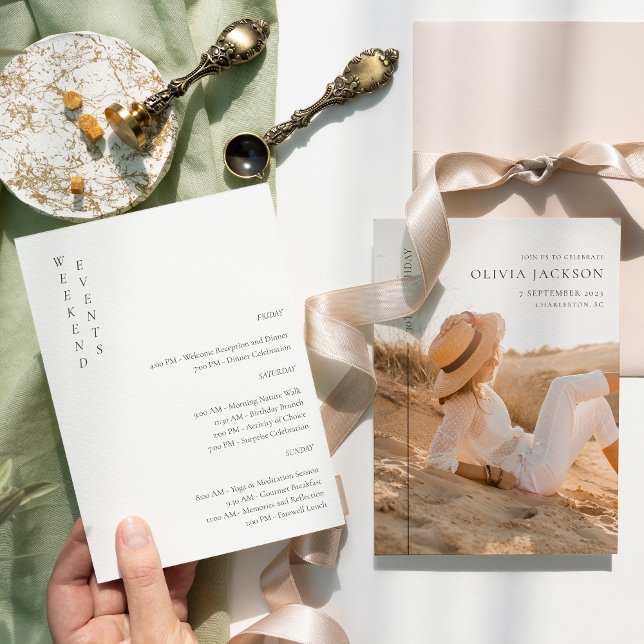 Modern Weekend Birthday Itinerary Foto Einladung (Von Creator hochgeladen)