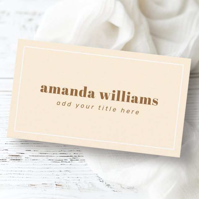 Modern, weiche Creme, berufliches Profil Visitenkarte (Modern soft cream color white professional profile business card)