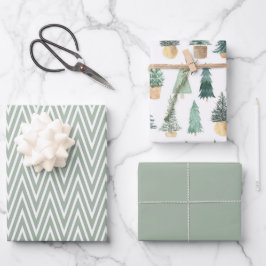 Modern | Weihnachten | Bäume | Minimalistisch Geschenkpapier Set