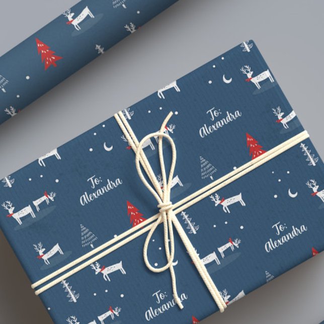 Modern Weihnachts-Winterwald - Custom Script Geschenkpapier (Von Creator hochgeladen)