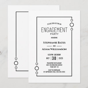 Modern Weiß mit Black Frame Engagement Party Einladung