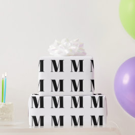Modern weiß Schwarz, kundenspezifischer Anfangsbuc Geschenkpapier