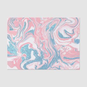 Modern weißer rosa blauer Glitzer Marmor Seidenpapier
