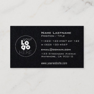 Modern weißes Logo + Schwarze Visitenkarten Visitenkarte