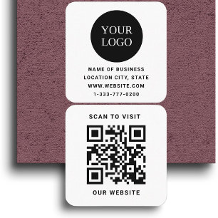 Modern weißes Logo und QR-Code Quadratische Visitenkarte