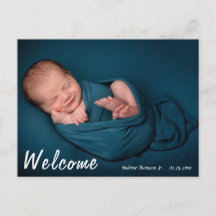 Modern Welcome New Baby Ankündigung Postkarte