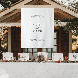Modern Welcome To Our Wedding Fabric Sign Wandteppich