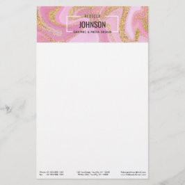 Modern Wertvoll rosa Goldmarmor Name - Stationery Briefpapier