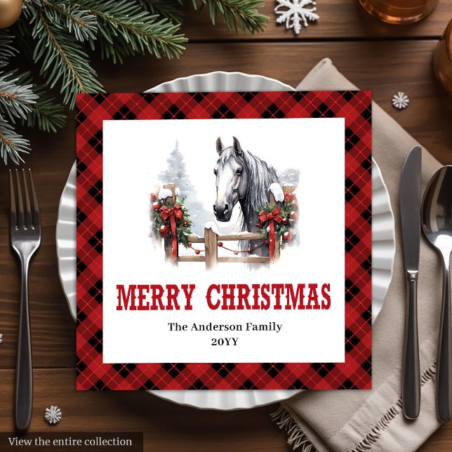 Modern Western Tartan Christmas Paper Napkins Serviette (Modern Western Tartan Christmas Paper Napkins)