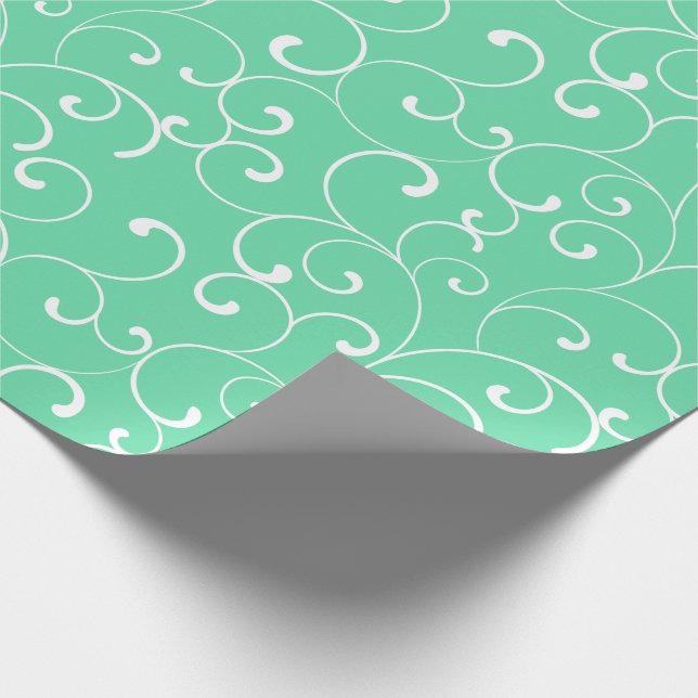 Modern Whimsical Curls Muster Aqua Geschenkpapier (Ecke)