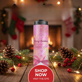 Modern whimsical festive xmas christmas thermosbecher
