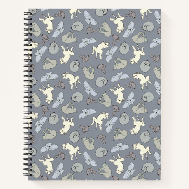Modern Whimsical Sleeping Hunde - Vanilla auf Grau Notizbuch (Vorderseite)