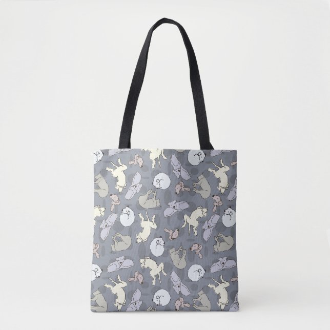 Modern Whimsical Sleeping Hunde - Vanilla auf Grau Tasche (Vorderseite)
