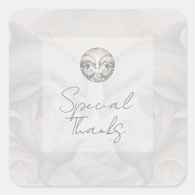 Modern Whimsy Dolphin Danke Stickers (Vorderseite)