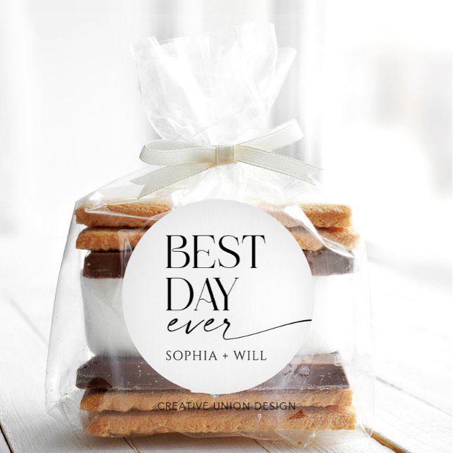 Modern Whimsy Wedding danke Ihnen geklappte Karte Runder Aufkleber (Von Creator hochgeladen)