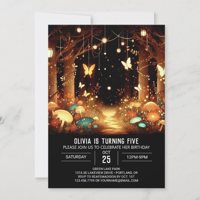 Modern Whimsy Woodland Digital Geburtstag Einladung (Vorderseite)