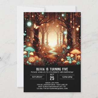 Modern Whimsy Woodland Digital Geburtstag Einladung