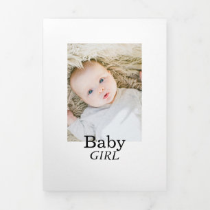 Modern White 6 Foto Collage Baby Birth Dreifach Gefaltete Ankündigung