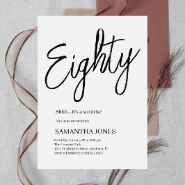 Modern White and Black Achtzig Geburtstagsparty Einladung