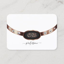 Modern White and Black Rose Gold Monogram Diamonds Visitenkarte