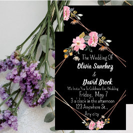 Modern White and Black Simple Wedding  Einladung