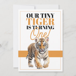 Modern White and Orange Wild Tiger Jungle Geburtst Einladung