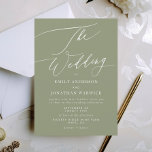 Modern White and Sage Green Simple Wedding Einladung<br><div class="desc">Simple White and Sage Green Modern Wedding Invitation for a modern wedding formal or informal. With white impressive modern calligraphy.</div>