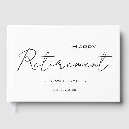 Modern White Black Happy Retirement Personalized  Gästebuch