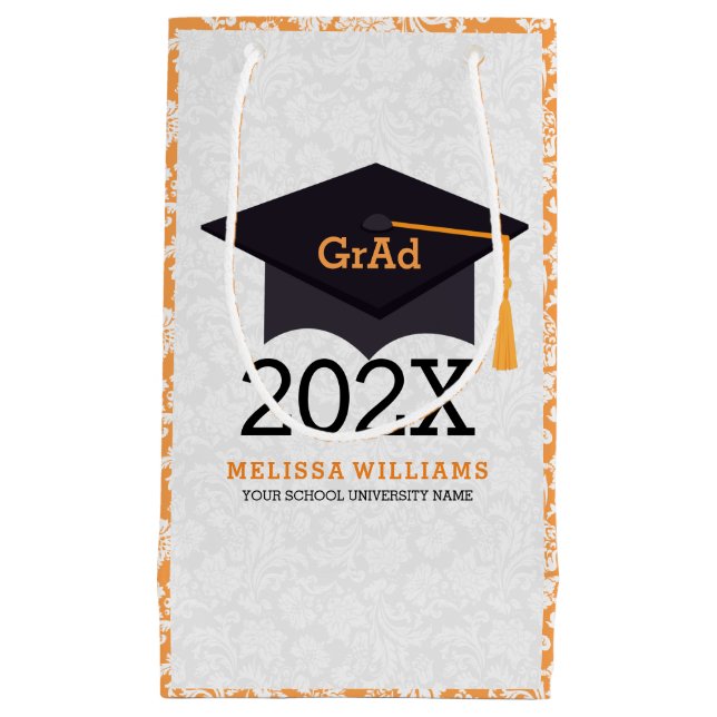 Modern White Black & Orange Abschluss 2016 Design Kleine Geschenktüte (Vorderseite)