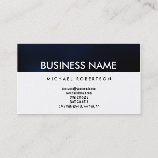 Modern White Blue Clean Business Card Visitenkarte (Vorderseite)