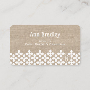 Modern White Blume Mommy Imitate Leinen Business C Telefonnummerkarte