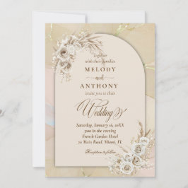 Modern White Boho Floral Arch Wedding Invitation Einladung
