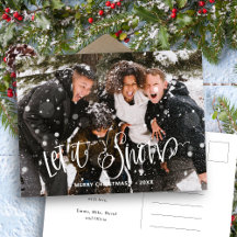 Modern White Bold Fun Script Let It Snow Foto
