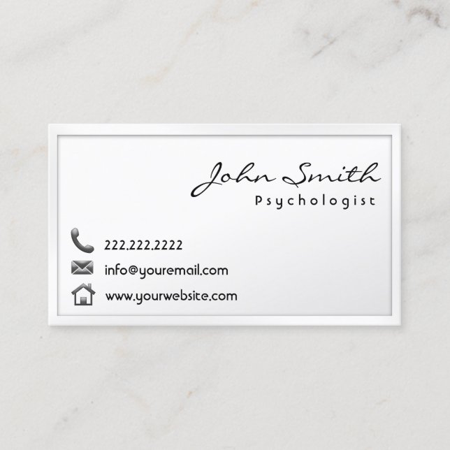 Modern White Border Psychologe Business Card Visitenkarte (Vorderseite)