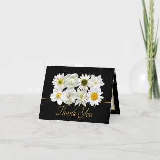 Modern White Botanical Flowers Elegant Thank You Karte
