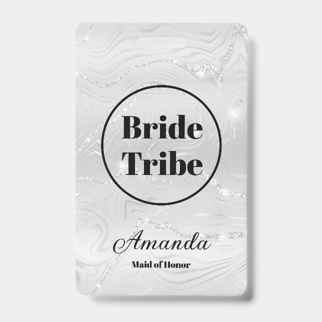 Modern White Bride Tribe Bachelorette Ausweis (Vorderseite)